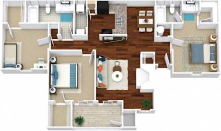 The Triplecrown Floor Plan | 1,150 Sq. Ft. at The Colony at South Park, Aiken, SC, 28903