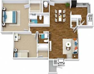 The Poplar Floor Plan | 1,074 Sq. Ft. at Woodwinds, Aiken, SC, 29803