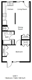  Floor Plan 1 Bedroom (B)