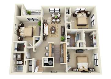 The Fitzgerald 3 Bedroom 2 Bathroom Floor Plan