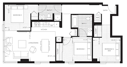  Floor Plan Three Bedroom (C1)
