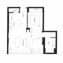  Floor Plan One Bedroom (A5)