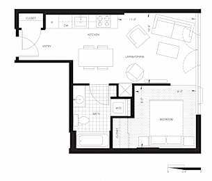  Floor Plan Small One Bedroom (A6)