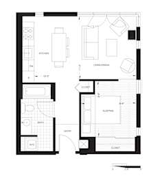  Floor Plan One Bedroom (A1)