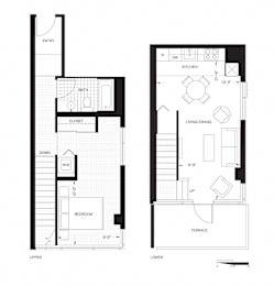  Floor Plan One Bedroom Townhome (AT1)