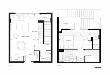  Floor Plan Large One Bedroom Townhome (AT3)