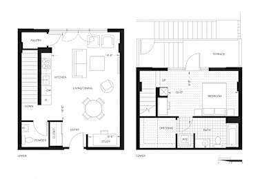  Floor Plan Large One Bedroom Townhome (AT2)