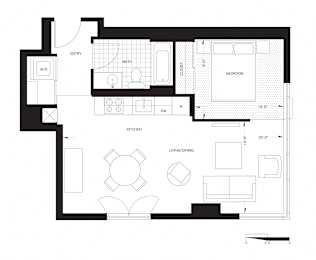  Floor Plan One Bedroom (A2)