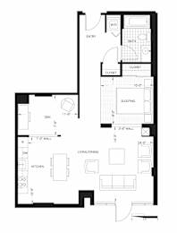 Floor Plan Large Studio with Den (AS10)