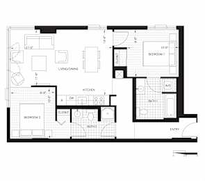  Floor Plan Two Bedroom, Two Bath (B3)