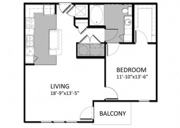  Floor Plan A-3 1Bedroom - Corner