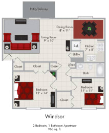  Floor Plan 2 Bedroom Apartment - Windsor