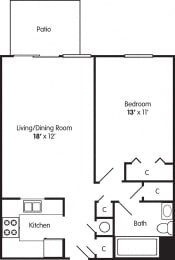  Floor Plan 1 Bedroom Mobility Impaired
