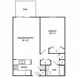 1 Bedroom Apartment  Floorplan