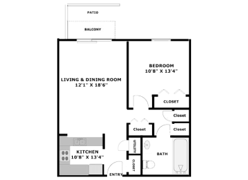  Floor Plan 1 Bedroom Apartment (62 yrs. +)