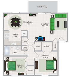  Floor Plan Two Bedroom Apartment