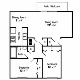  Floor Plan Two Bedroom Apartment