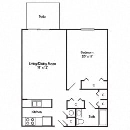  Floor Plan One Bedroom Apartment