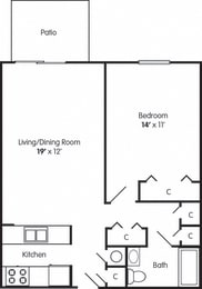  Floor Plan One Bedroom Apartment Home