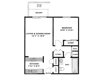  Floor Plan One Bedroom Apartment