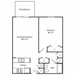  Floor Plan One Bedroom Apartment