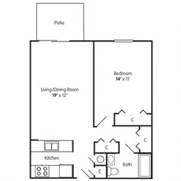  Floor Plan One Bedroom Apartment
