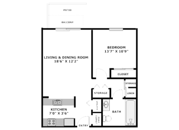  Floor Plan 1 Bedroom