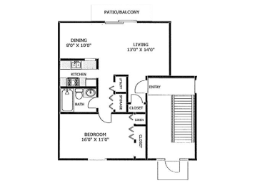  Floor Plan One Bedroom Apartment