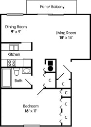  Floor Plan One Bedroom Apartment