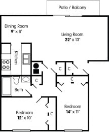  Floor Plan Two Bedroom Apartment