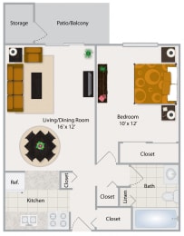  Floor Plan One Bedroom Apartment I