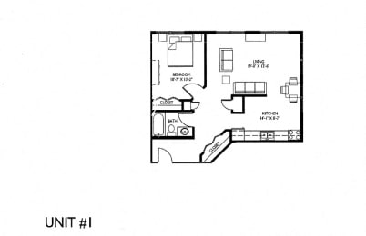 Floor Plan  1 Bed 1 Bath A