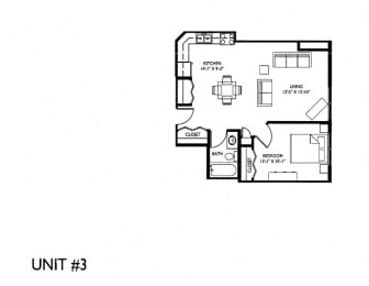 Floor Plan  1 Bed 1 Bath C