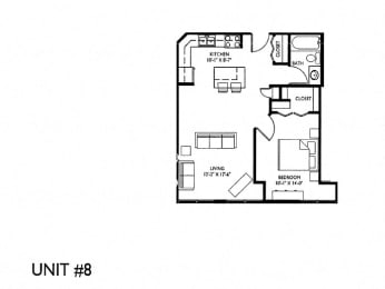 Floor Plan  1 Bed 1 Bath H