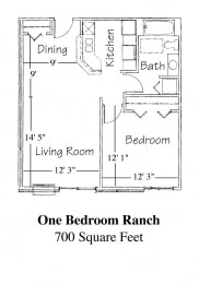  Floor Plan 1 Bedroom 1 Bath Ranch