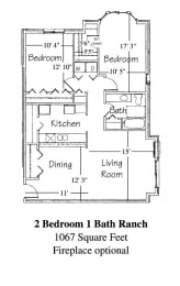  Floor Plan 2 Bedroom 1 Bath Ranch