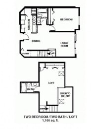  Floor Plan 2 Bedroom 2 Bath Loft