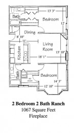  Floor Plan 2 Bedroom 2 Bath Ranch