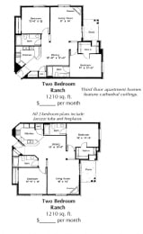  Floor Plan 2 Bedroom 2 Bath 1210 Sq. Ft.