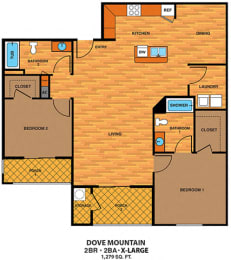  Floor Plan 2D - Two Bedroom