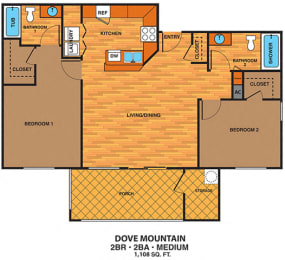  Floor Plan 2B - Two Bedroom