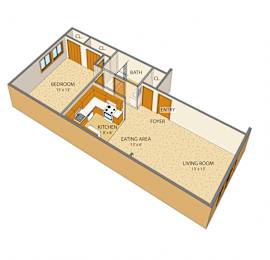  Floor Plan Peppertree Village - 1 Bed, 1 Bath