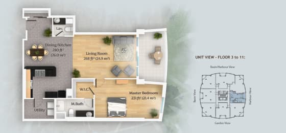  Floor Plan 1 Bedroom - Type E