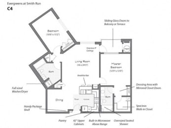 2 bed 2 bath C4 Floor Plan at Evergreens at Smith Run, Fredericksburg, VA
