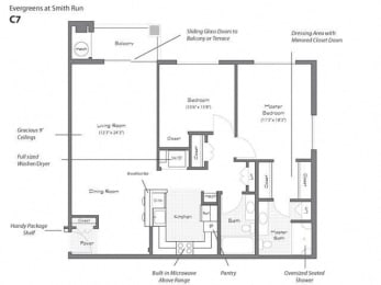 2 bed 2 bath C7 Floor Plan at Evergreens at Smith Run, Fredericksburg, VA, 22401