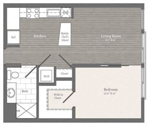 Beecher 1 BD 1 BA Floorplan  at 2255 Wisconsin, Washington, 20007