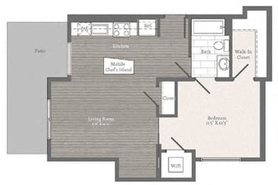 Benton H 1 BD 1 BA Floorplan  at 2255 Wisconsin, Washington, DC