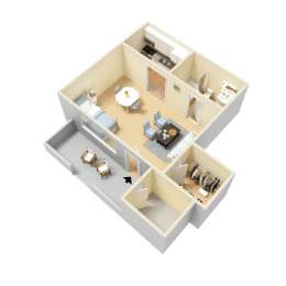 Pullen Floor Plan at Clarion Crossing Apartments, PRG Real Estate Management, Raleigh, NC, 27606