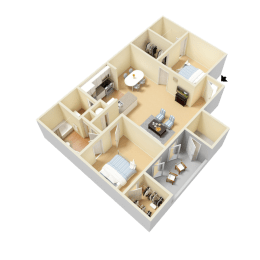 Windemere Floor Plan at Clarion Crossing Apartments, PRG Real Estate Management, North Carolina