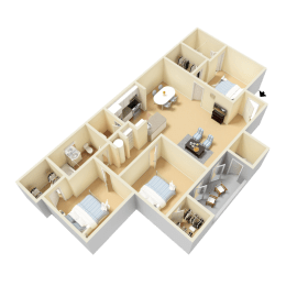 Umstead Floor Plan at Clarion Crossing Apartments, PRG Real Estate Management, Raleigh, NC, 27606